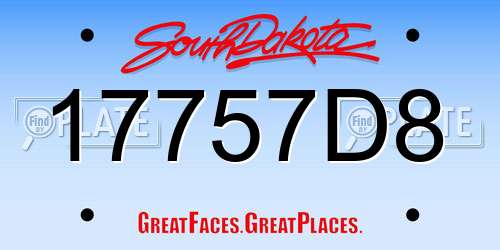 17757D8 South Dakota License Plate