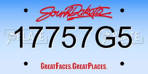 17757G5 South Dakota License Plate