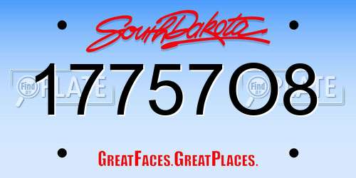 17757O8 South Dakota License Plate