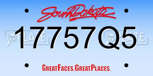 17757Q5 South Dakota License Plate