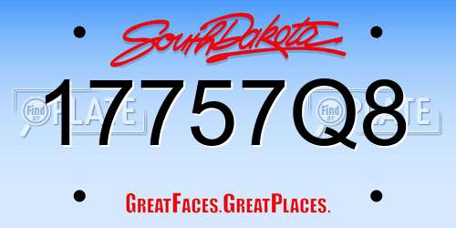 17757Q8 South Dakota License Plate