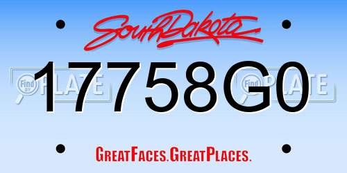 17758G0 South Dakota License Plate