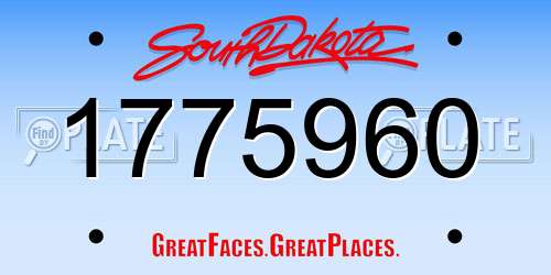 1775960 South Dakota License Plate