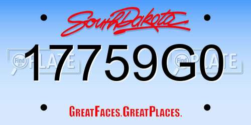 17759G0 South Dakota License Plate