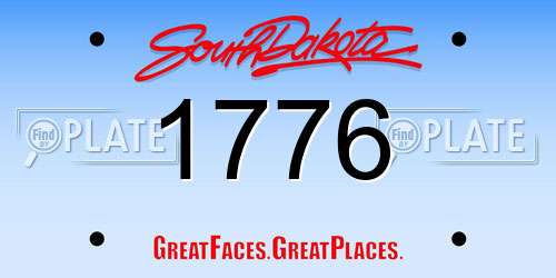 1776 South Dakota License Plate