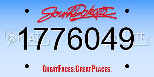1776049 South Dakota License Plate