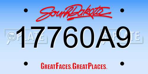 17760A9 South Dakota License Plate