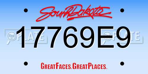 17769E9 South Dakota License Plate