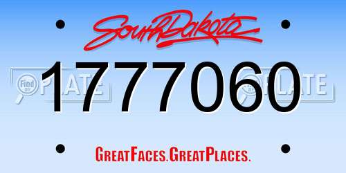 1777060 South Dakota License Plate