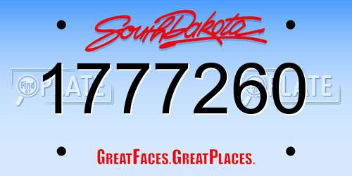 1777260 South Dakota License Plate