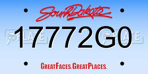 17772G0 South Dakota License Plate