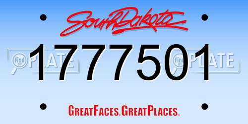 1777501 South Dakota License Plate