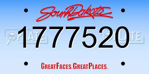 1777520 South Dakota License Plate