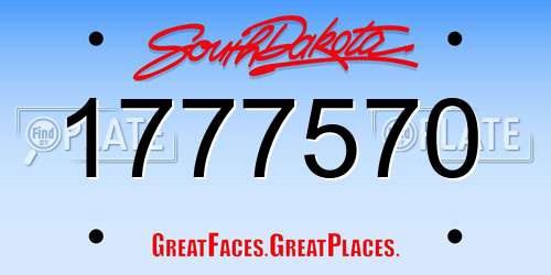 1777570 South Dakota License Plate