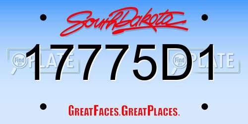 17775D1 South Dakota License Plate