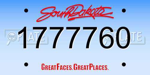 1777760 South Dakota License Plate