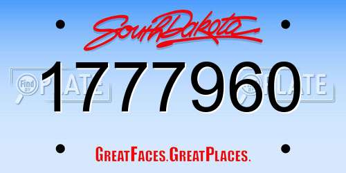 1777960 South Dakota License Plate