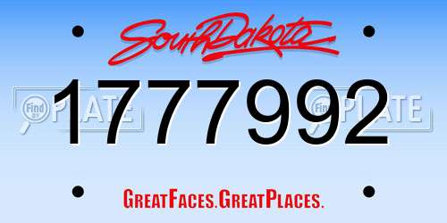 1777992 South Dakota License Plate