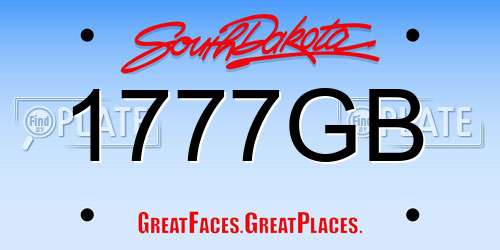 1777GB South Dakota License Plate