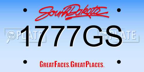 1777GS South Dakota License Plate
