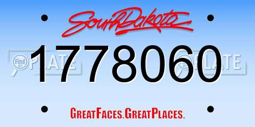 1778060 South Dakota License Plate