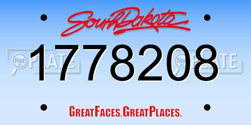 1778208 South Dakota License Plate