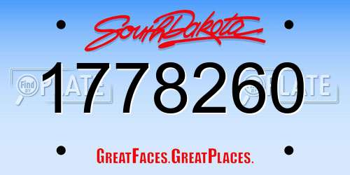 1778260 South Dakota License Plate