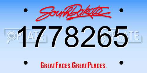 1778265 South Dakota License Plate