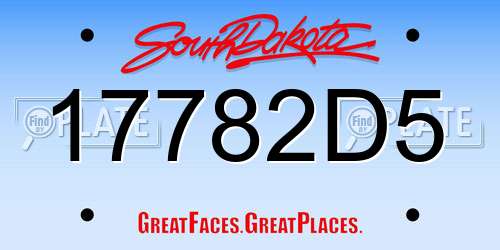 17782D5 South Dakota License Plate