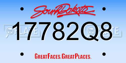 17782Q8 South Dakota License Plate