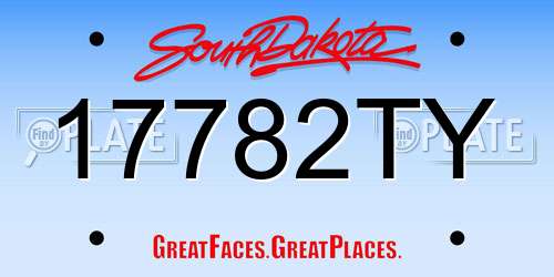 17782TY South Dakota License Plate