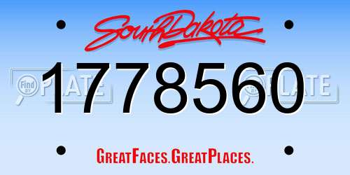 1778560 South Dakota License Plate