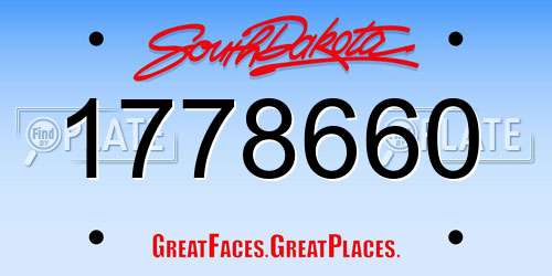 1778660 South Dakota License Plate