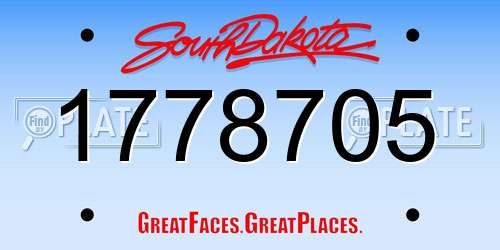 1778705 South Dakota License Plate