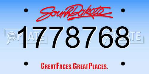 1778768 South Dakota License Plate
