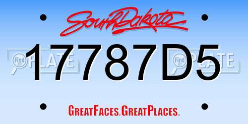 17787D5 South Dakota License Plate