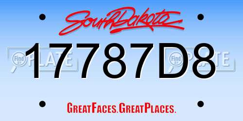 17787D8 South Dakota License Plate