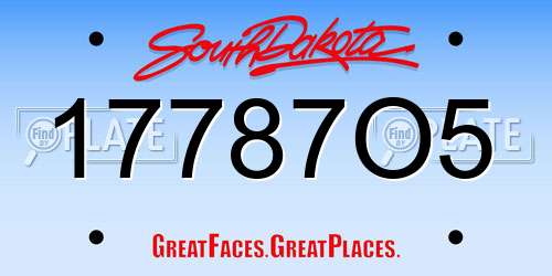 17787O5 South Dakota License Plate