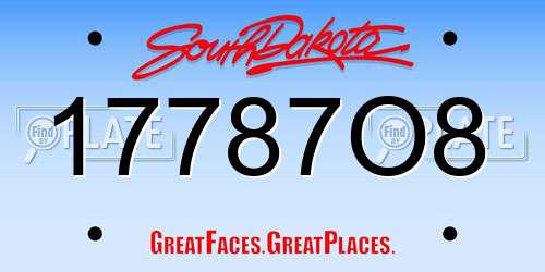 17787O8 South Dakota License Plate