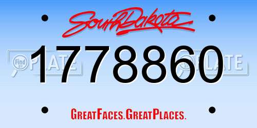 1778860 South Dakota License Plate