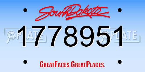 1778951 South Dakota License Plate