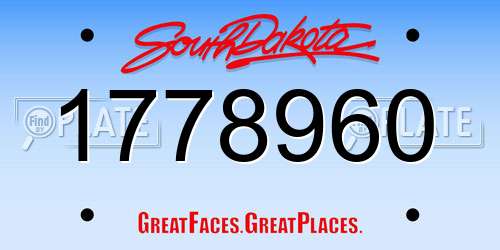 1778960 South Dakota License Plate