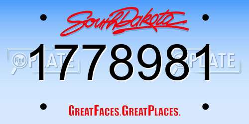 1778981 South Dakota License Plate