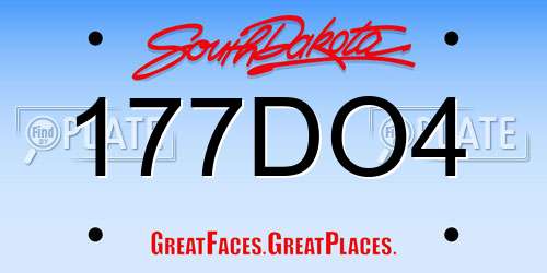 177DO4 South Dakota License Plate