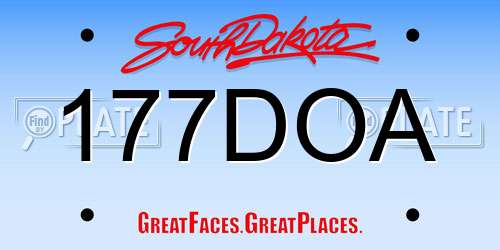 177DOA South Dakota License Plate