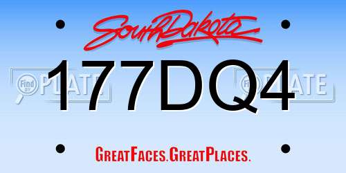 177DQ4 South Dakota License Plate