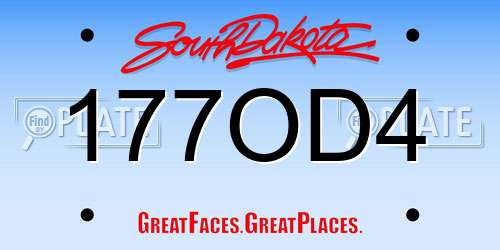 177OD4 South Dakota License Plate