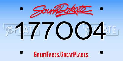 177OO4 South Dakota License Plate