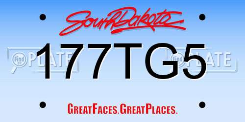 177TG5 South Dakota License Plate