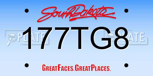 177TG8 South Dakota License Plate